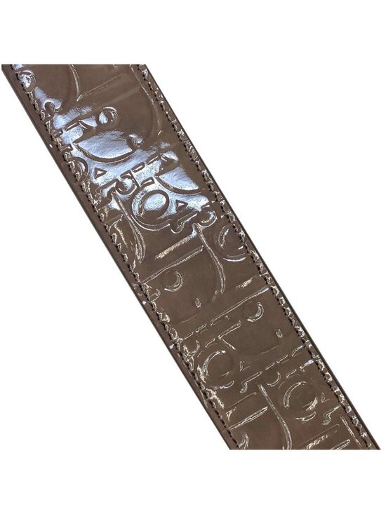 Dior Oblique Embossed Reversible Belt Enamel Patent Leather Brown Everyday